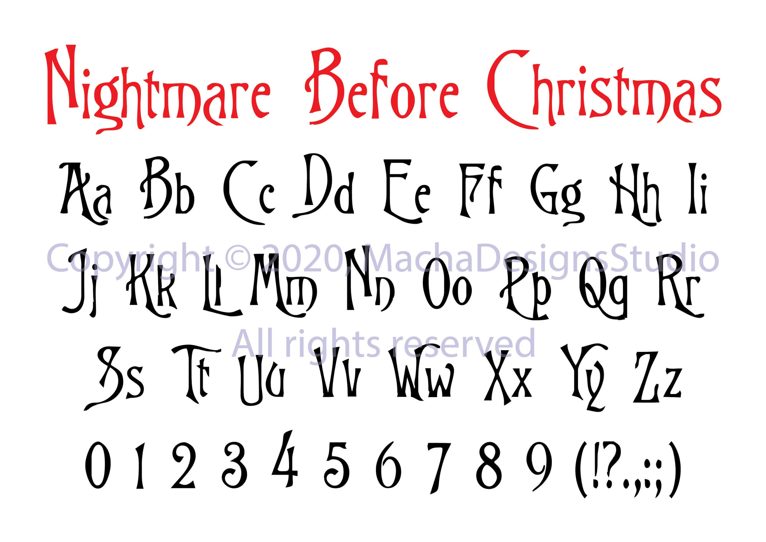 Nightmare Before Christmas Font Svg, Christmas Font Svg, Printable Clipart Svg, Font Svg, Digital Download, Font Download, Instant Download throughout Printable Tim Burton Fonts