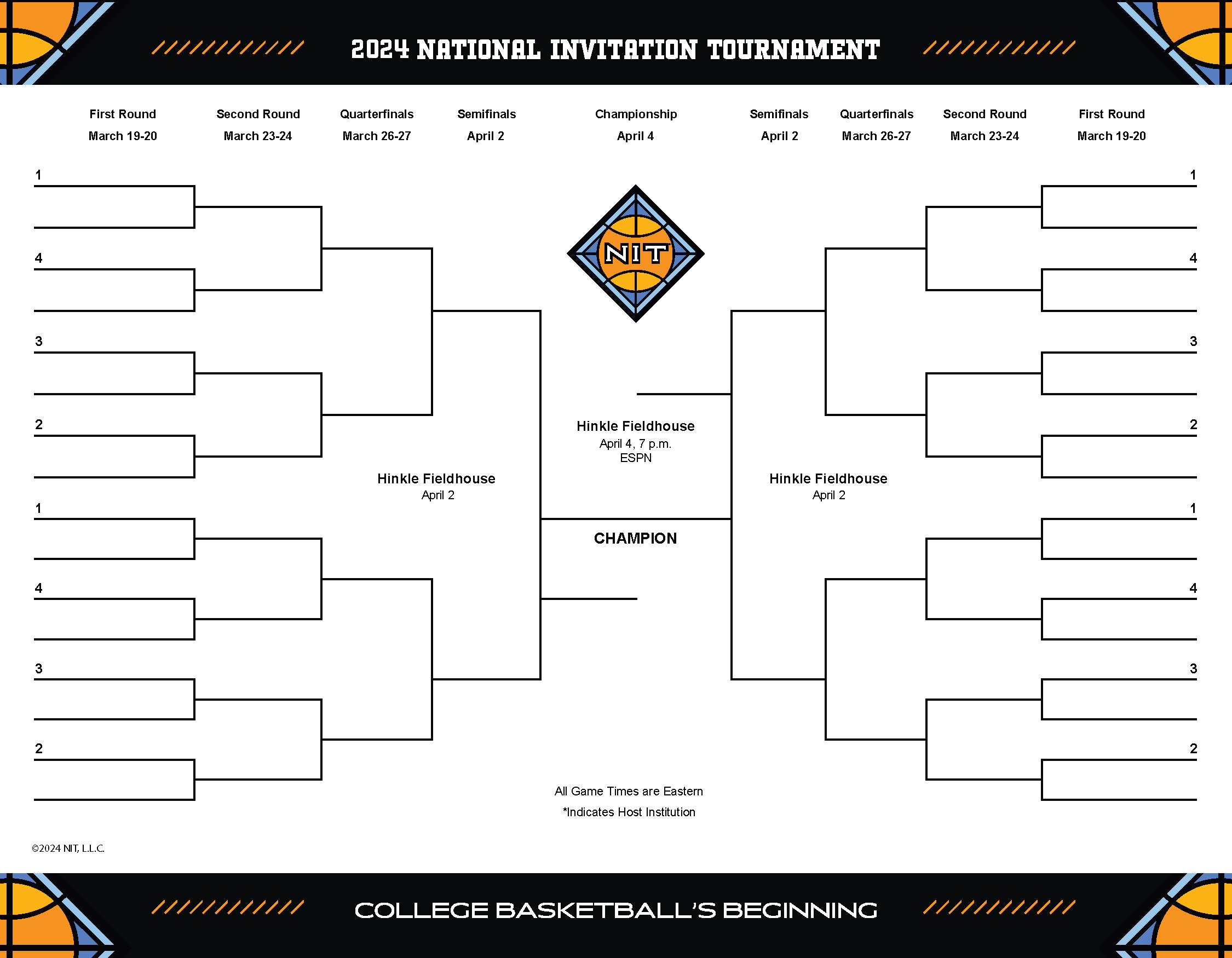 Nit 2024: Printable Bracket, Tv Schedule, Matchups For First Round regarding Nit Tournament 2024 Bracket Printable