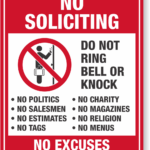 No Soliciting No Excuses No Exceptions Do Not Ring Bell Sign Inside No Soliciting Sign Printable