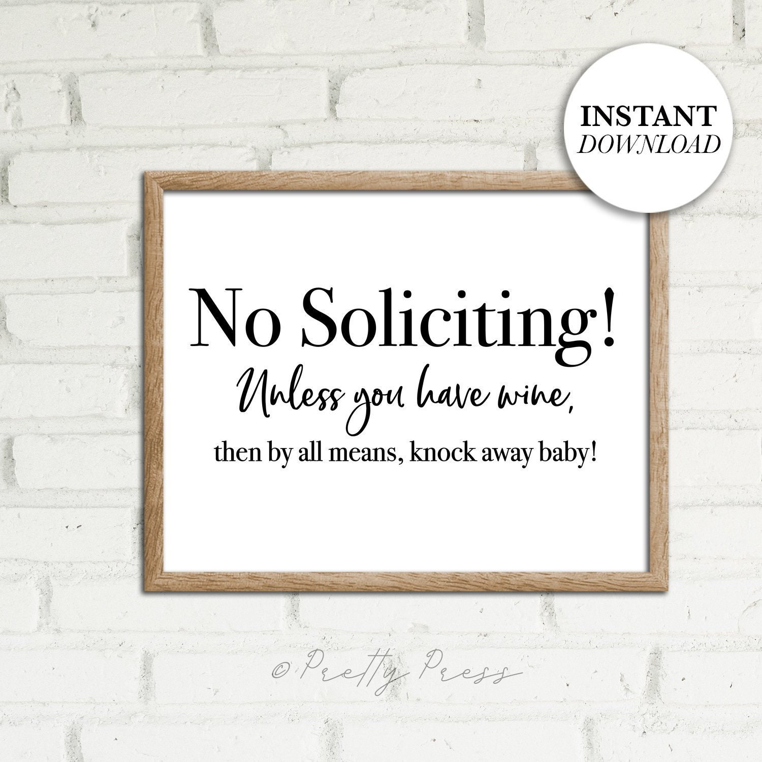 No Soliciting Sign, Printable Art, Funny Art For Home, No Soliciting Unless You Have Wine, Home Decor, Entrance Sign, Diy Printable Art with No Soliciting Sign Printable