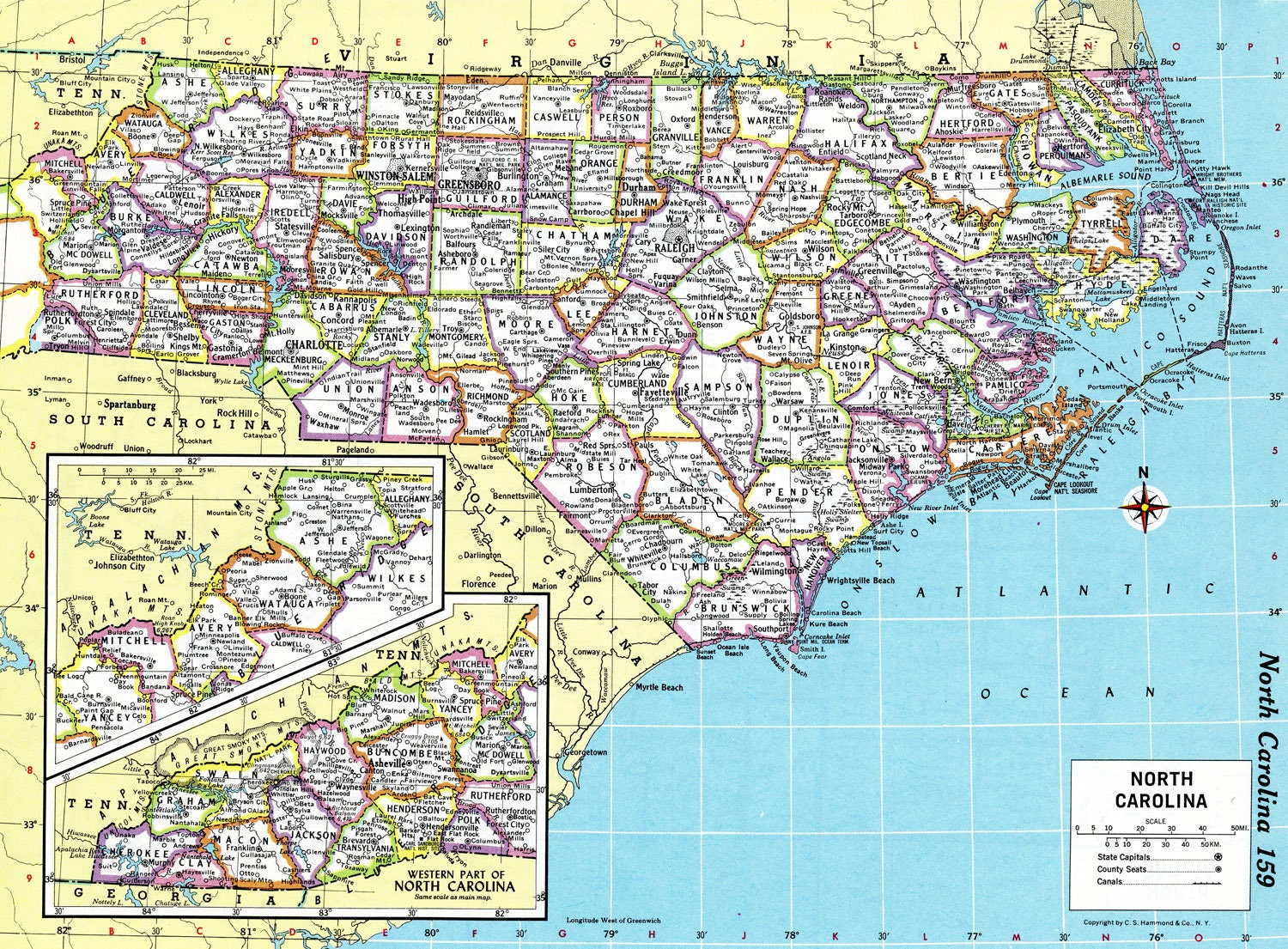 North Carolina Map Instant Download - Printable Map, Digital Download, Wall Art, Antique Map throughout Printable Map Of North Carolina