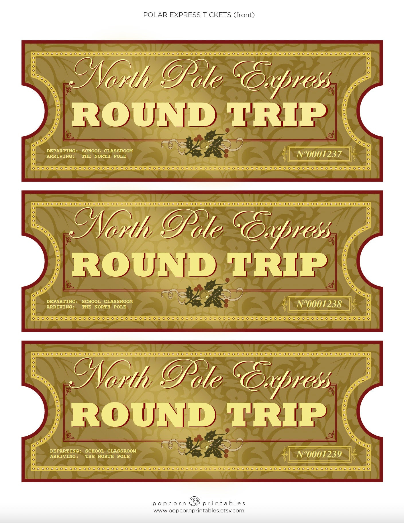 North Pole Express Tickets Voll Bearbeitbar Sofortiger Download throughout Polar Express Ticket Printable