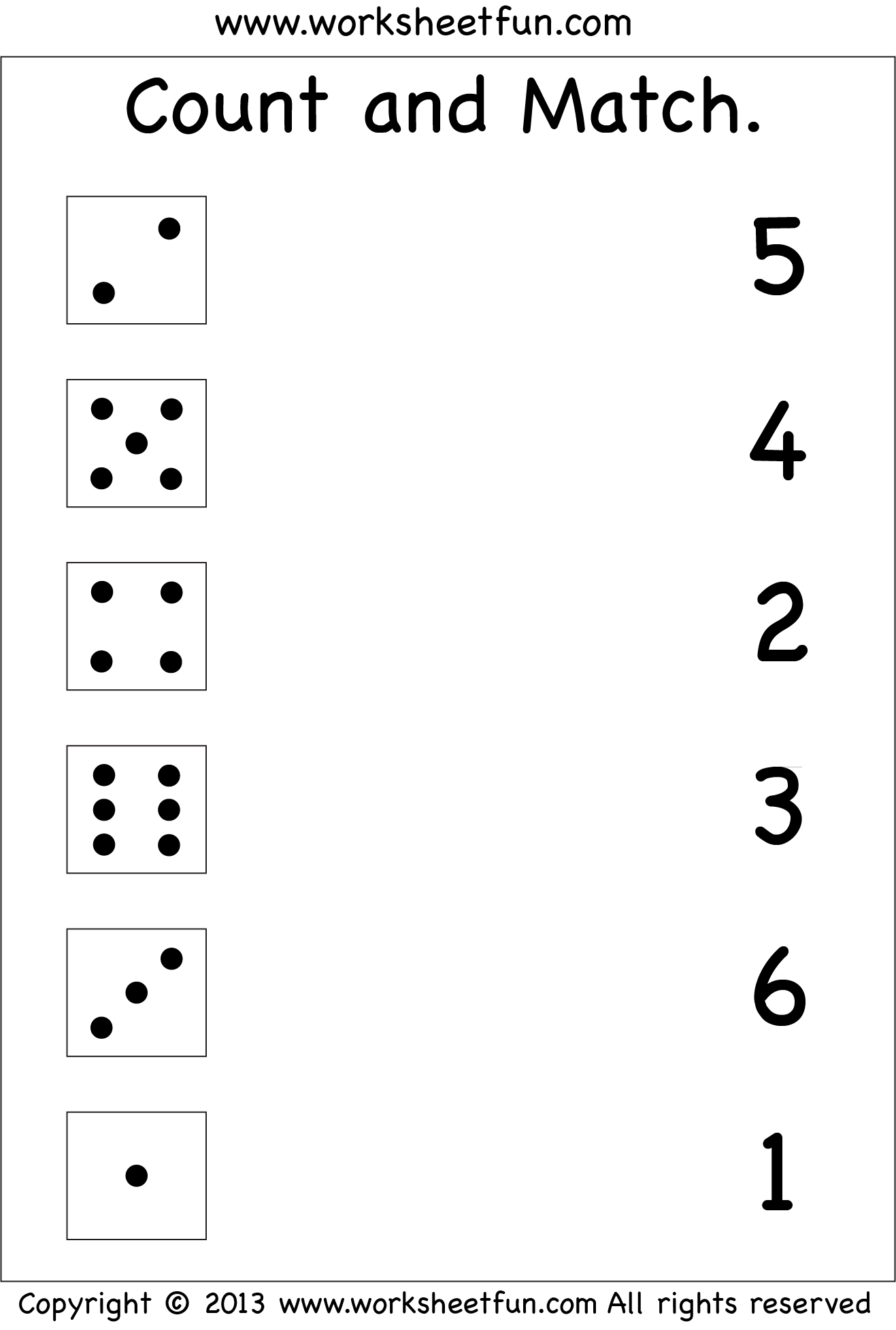 Numbers – Count And Match / Free Printable Worksheets in Printable Pre K Worksheets Free