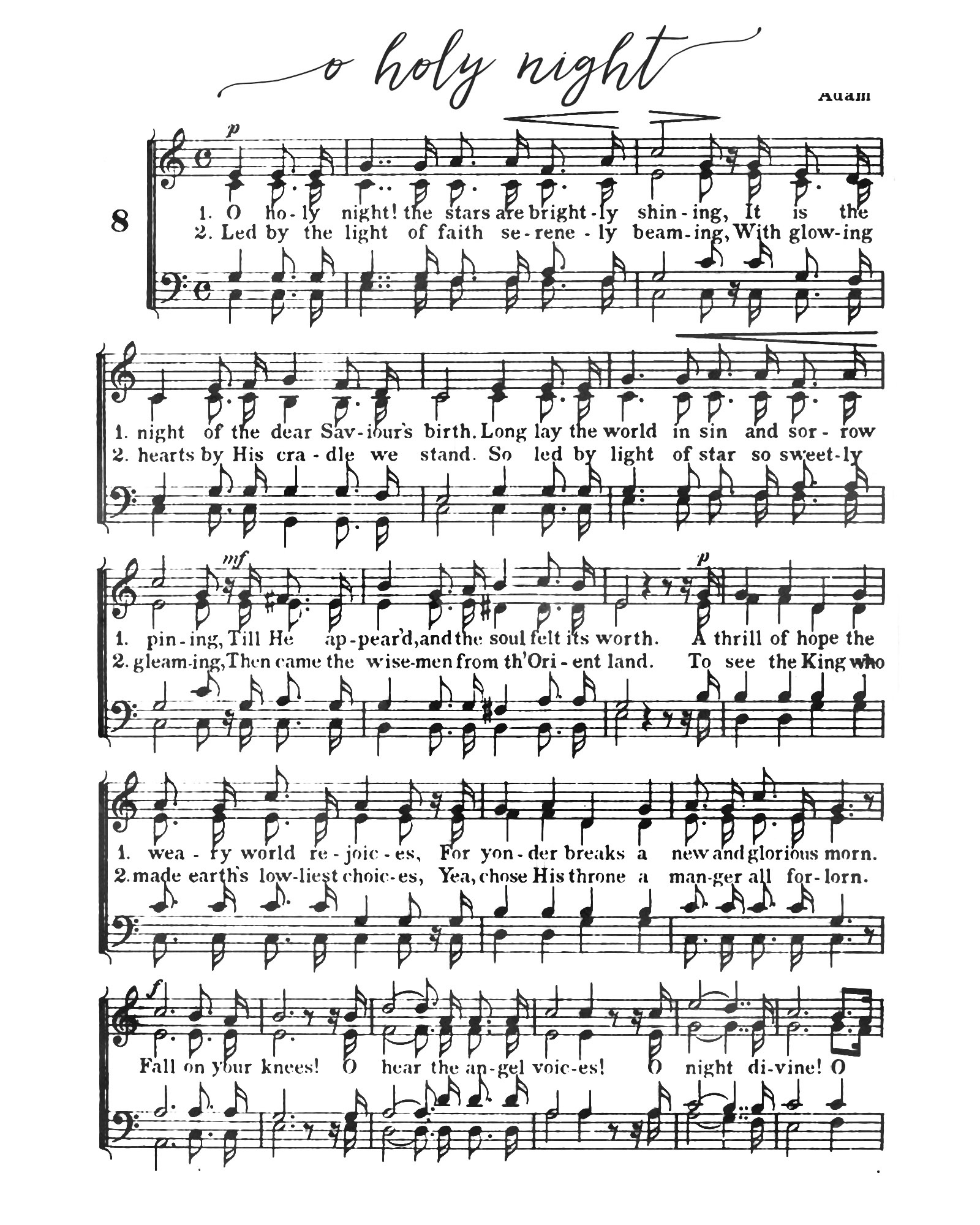 O Holy Night - Free Printable Christmas Sheet Music - Our for Free Printable Sheet Music