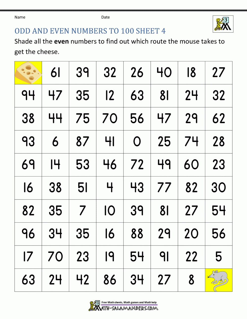 Odd And Even Numbers Worksheet for Even And Odd Printable