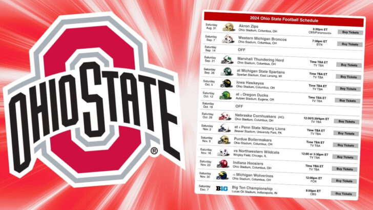 Printable 2024 Ohio State University Football Schedukle