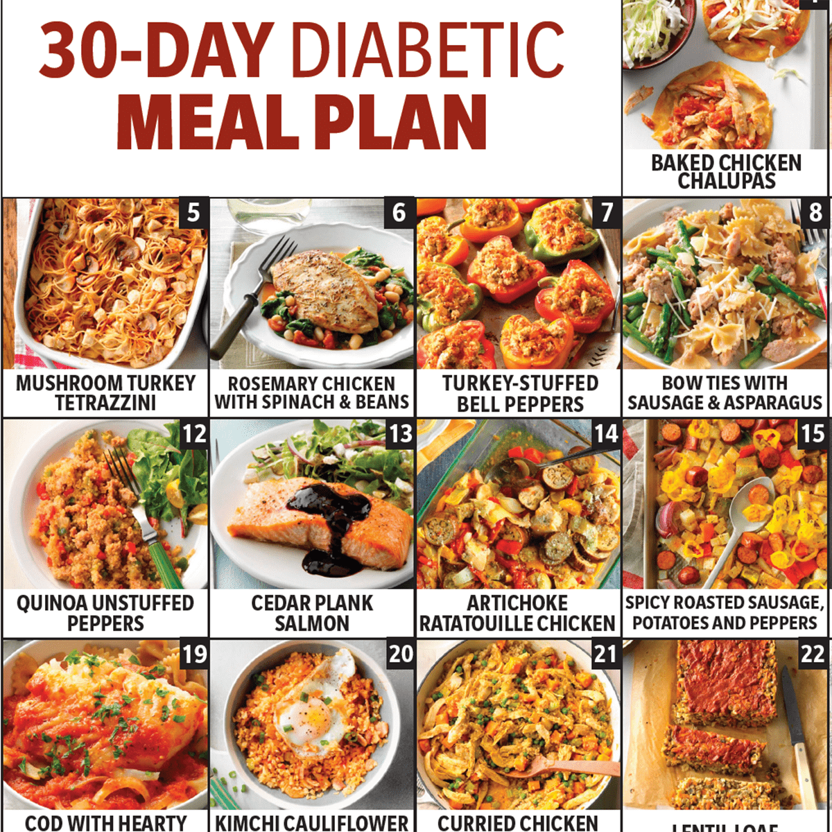 Our 30-Day Diabetic Meal Plan (With A Pdf!) I Taste Of Home intended for Printable Diabetic Meal Plan