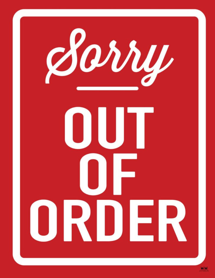 Out Order Sign Printable