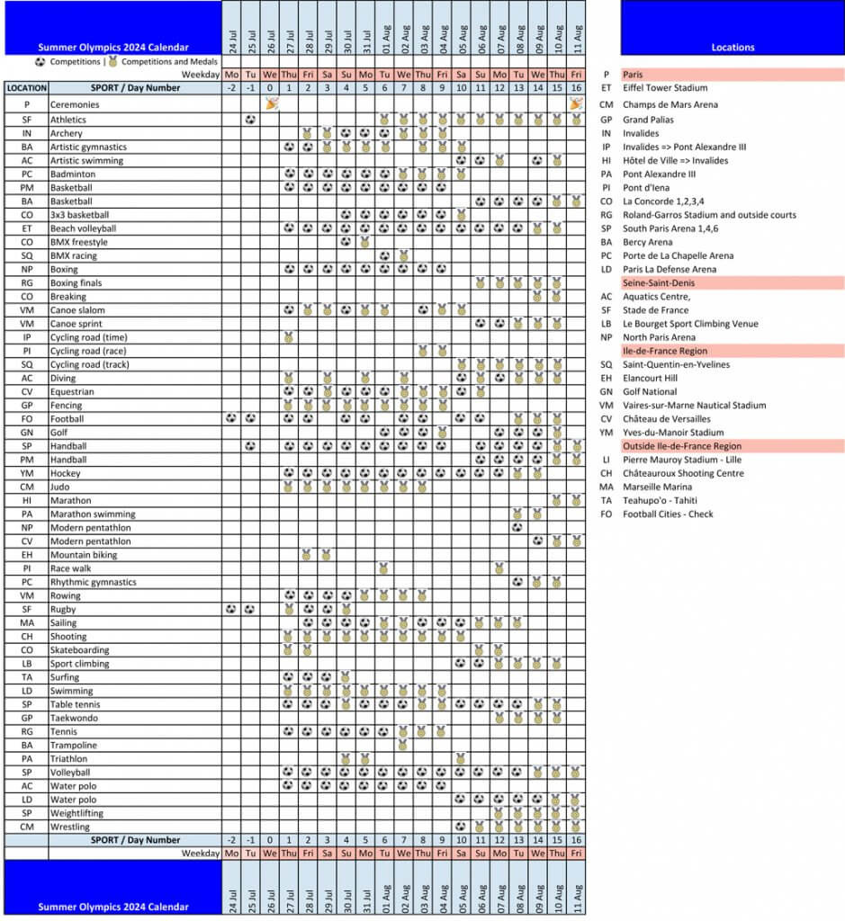 Paris 2024 Schedule (Paris Olympics Dates) | World In Paris regarding Olympic Schedule 2024 Printable