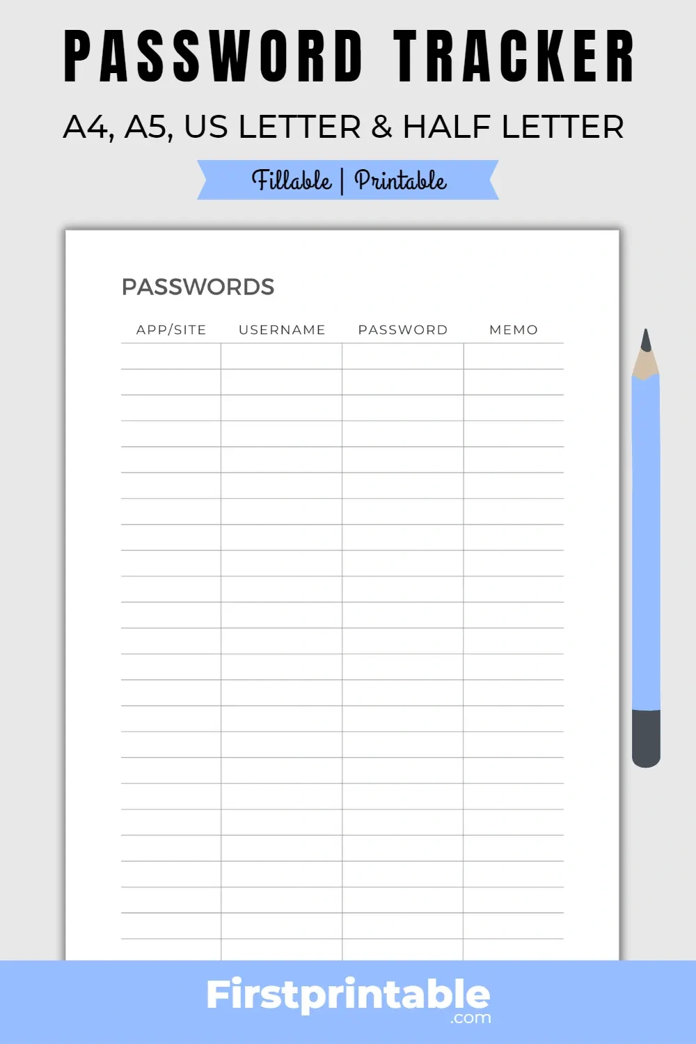 Password Tracker Printable &amp;amp; Fillable, Password Log intended for Printable Password Log App