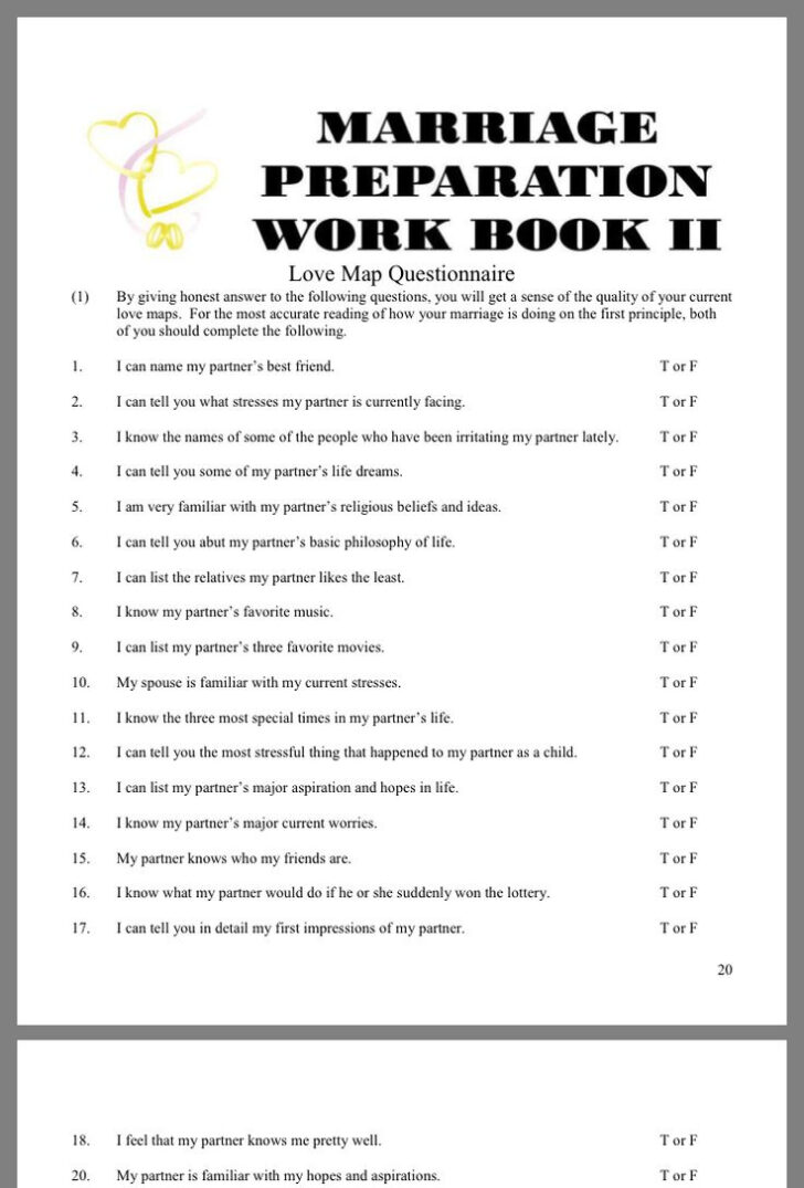 Free Printable Pre Marriage Counseling Worksheets