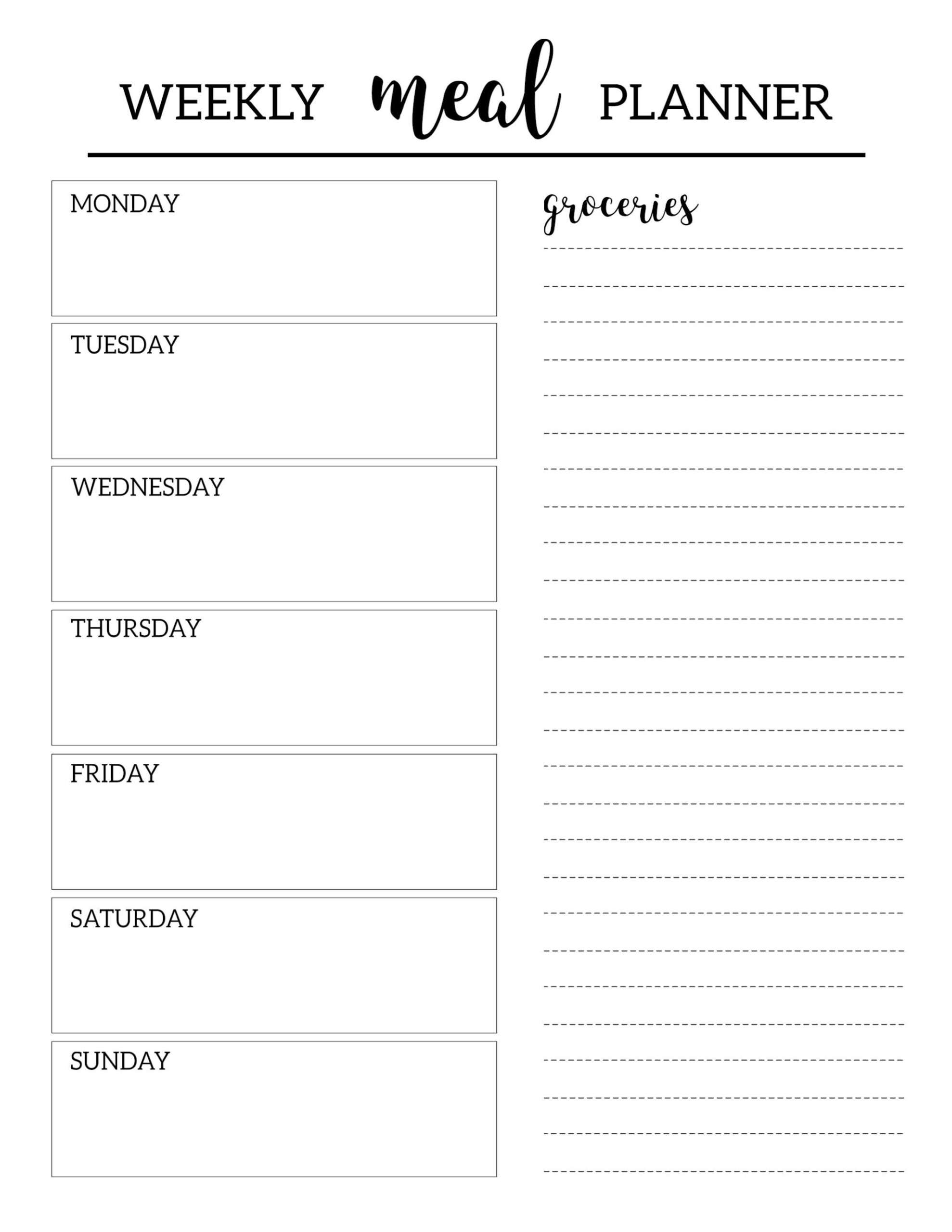 Pin Page inside Weekly Meal Planner Printable