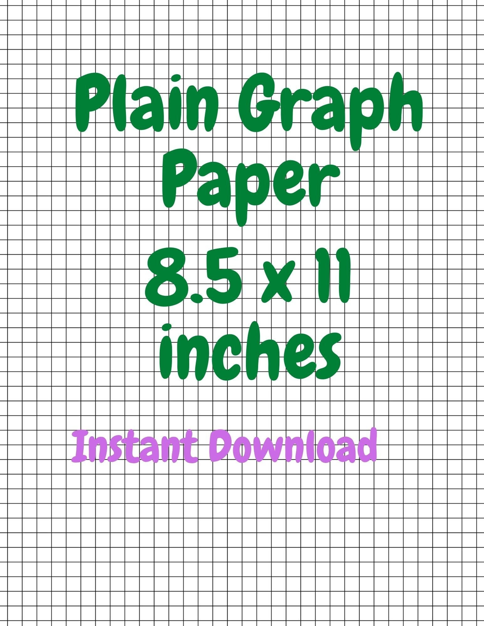 Plain Graph Paper, Instant Download, 8.5 X 11 Inches - Etsy for 8.5 X 11 Graph Paper Printable