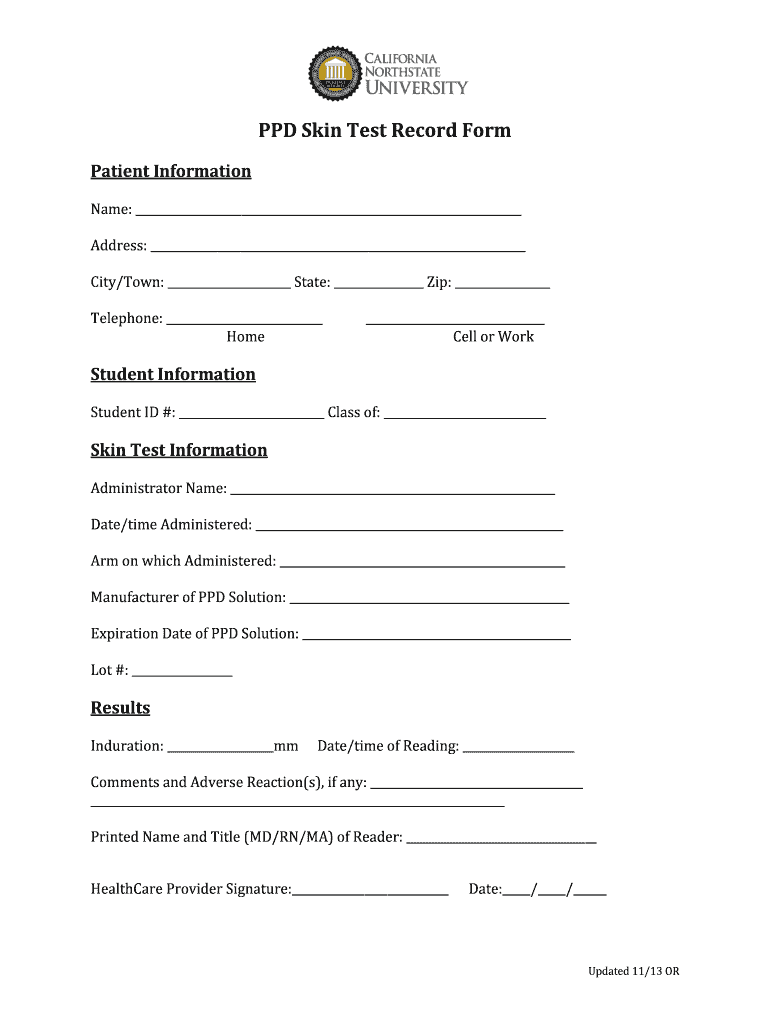 Ppd Skin Test Record Form - Fill Online, Printable, Fillable with regard to Blank Free Printable Tb Test Form