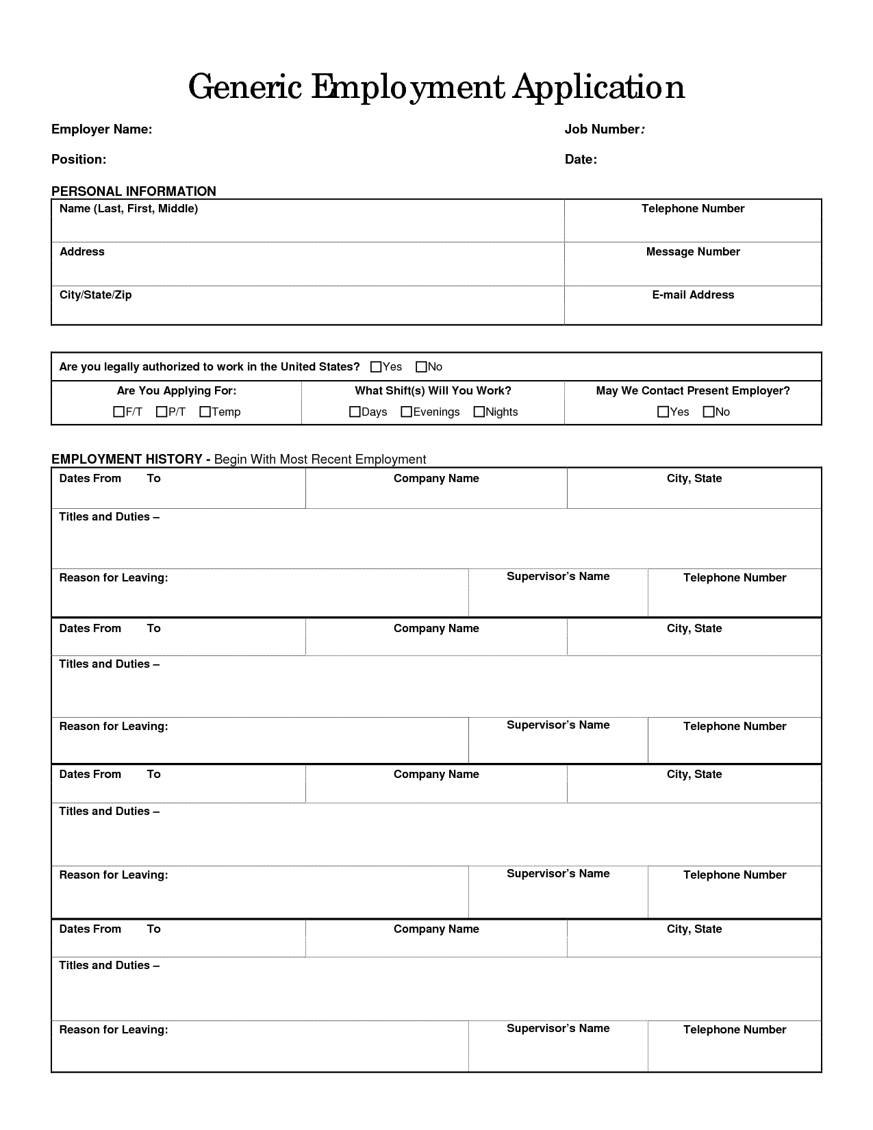 Practice Job Application Forms - 11 Free Pdf Printables | Printablee in Printable Job Applications For Employers