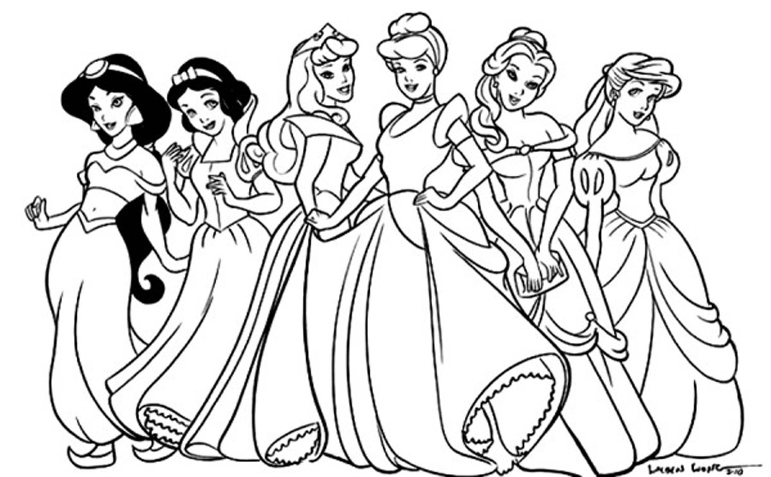 Princess Coloring - 6 Free Pdf Printables | Printablee in Disney Princess Coloring Sheets Printables