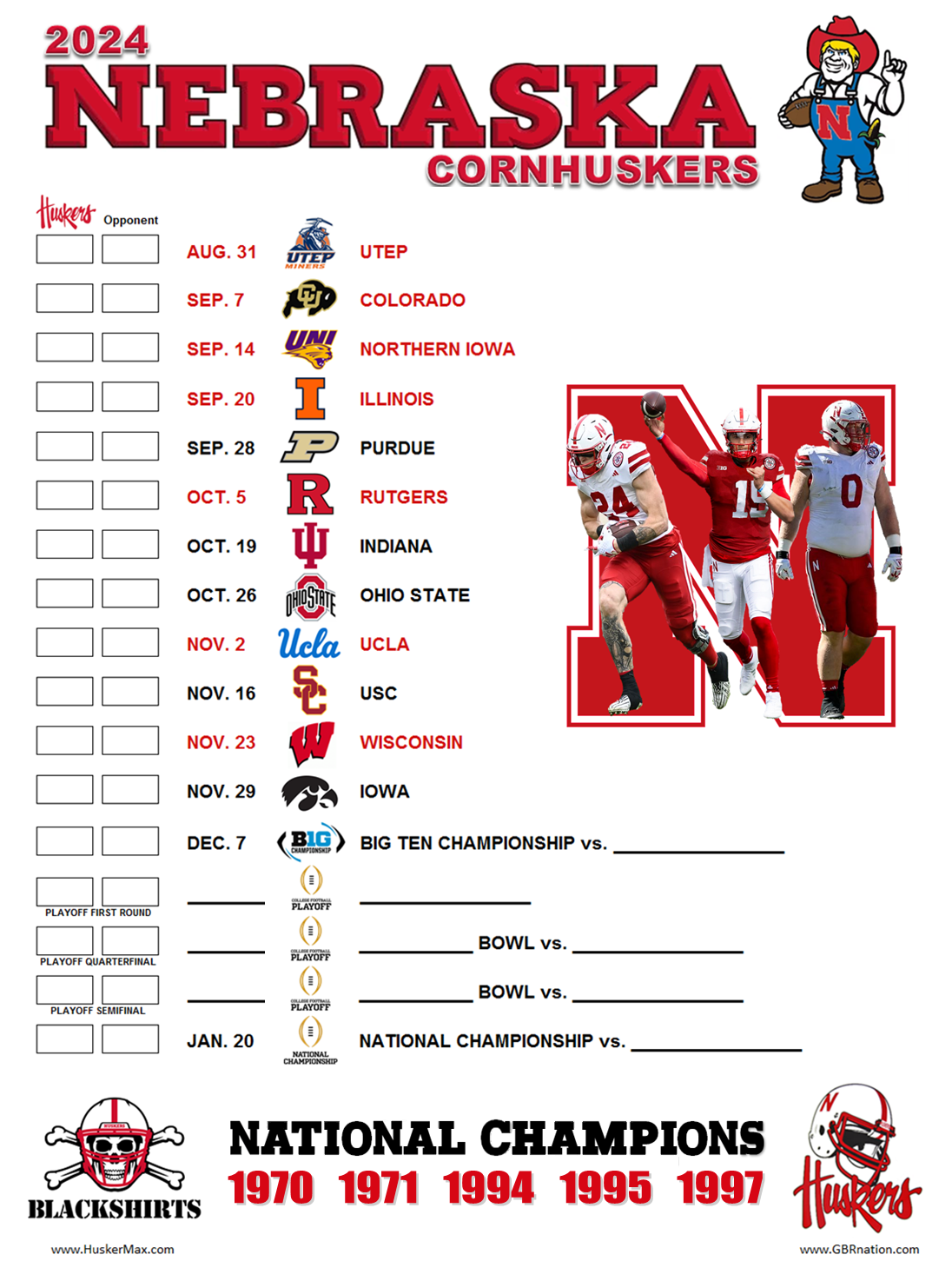 Printable 2024 Nebraska Football Schedule - August 16, 2024 inside Nebraska Football Schedule 2024 Printable