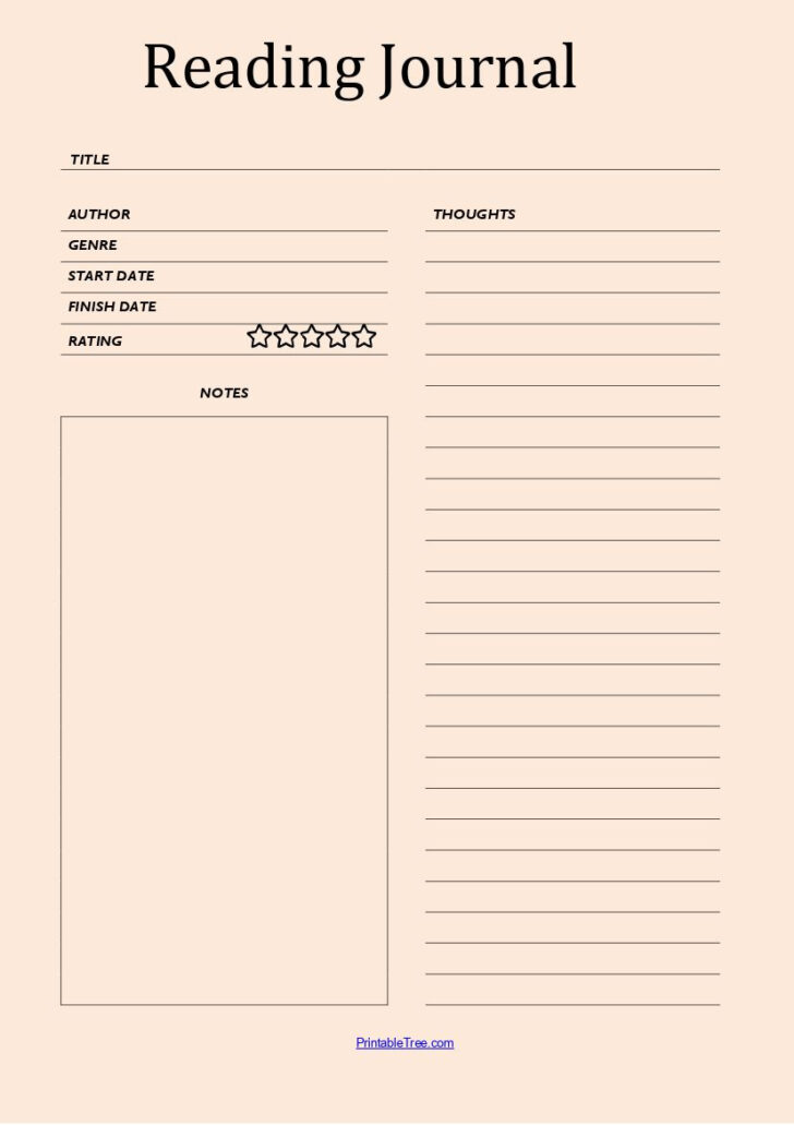 Book Journal Pages Printable