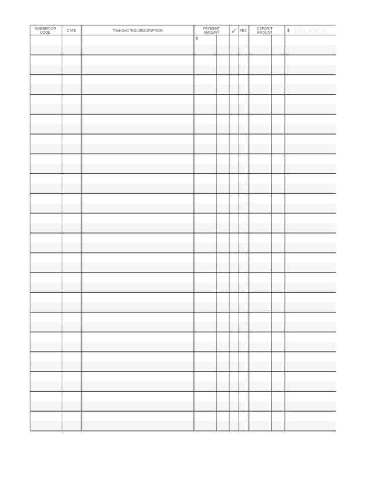 Free Printable Checkbook Registers