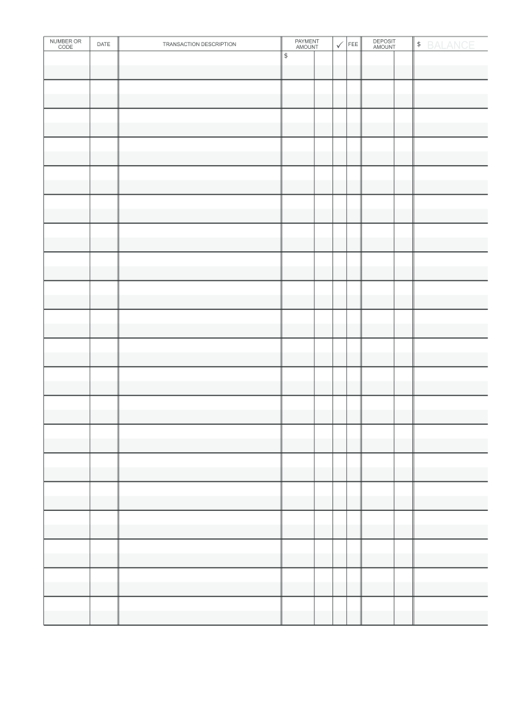 Printable Check Register - Fill Online, Printable, Fillable, Blank in Free Printable Checkbook Registers