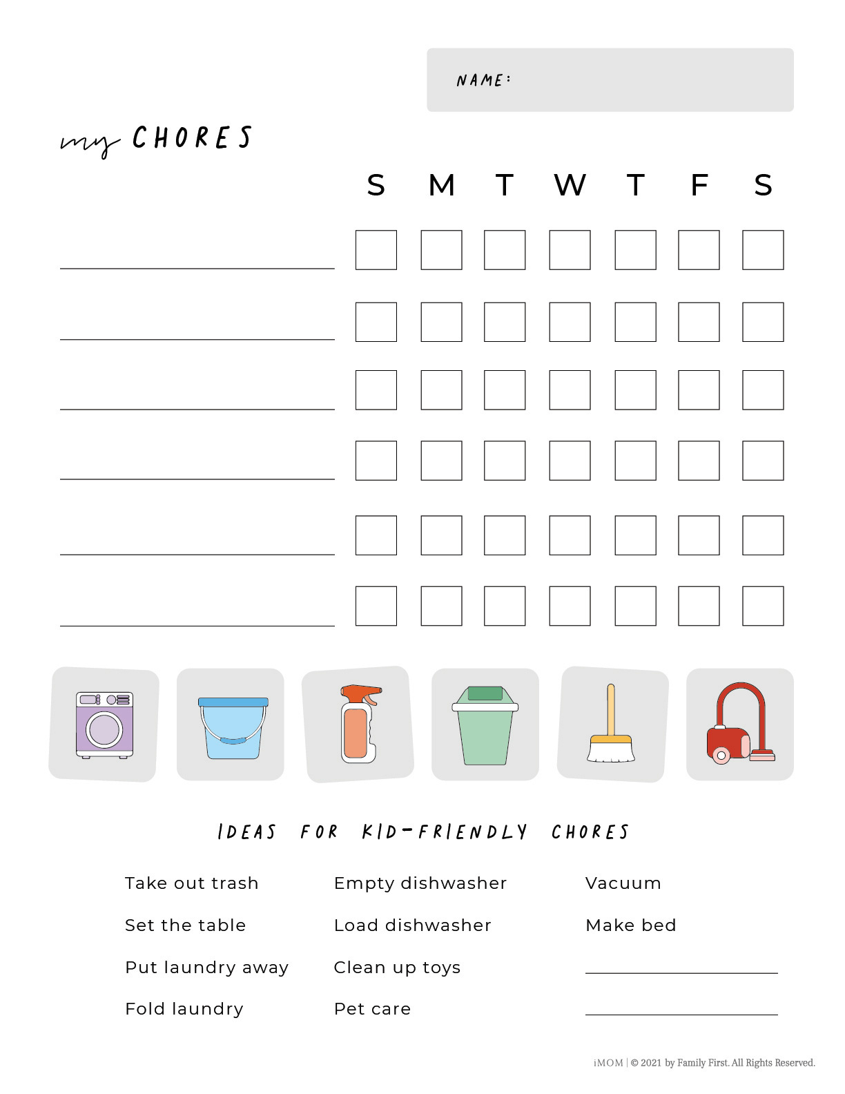 Printable Chore Chart For Kids - Imom in Children&amp;amp;#039;s Chore Chart Printable