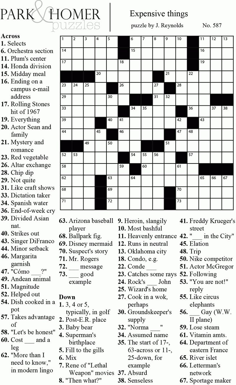 Printable Crossword With Answers 7Df | Printable Crossword Puzzles throughout Free Printable Crosswords Puzzles