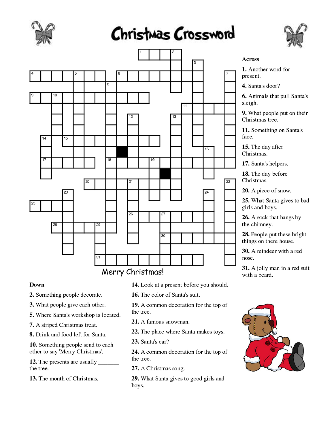 Printable Crosswords For Kids | K5 Worksheets with regard to Christmas Crossword Puzzles Printable