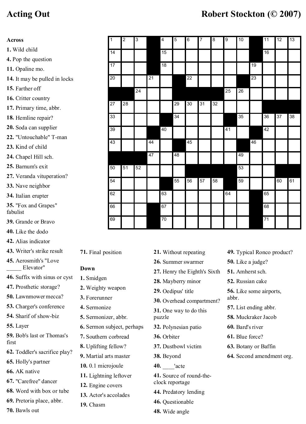 Printable Daily Crossword 2017 - Printable Crossword Puzzles throughout Free Daily Crossword Printable