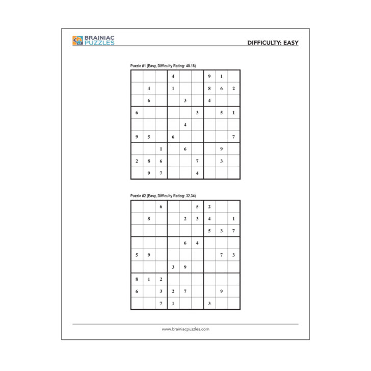 Printable Easy Sudoku Sheets