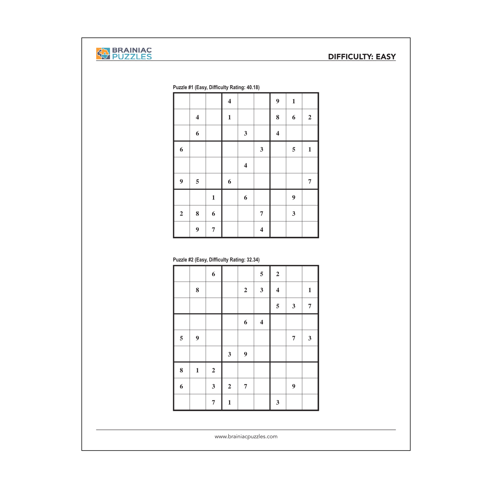 Printable Easy Sudoku Pack: 432 Puzzles For Adults – Volume 1 with Printable Easy Sudoku Sheets