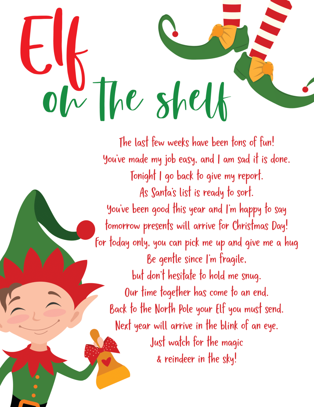 Printable Elf On The Shelf Goodbye Letter inside Elf On The Shelf Goodbye Letter Free Printable