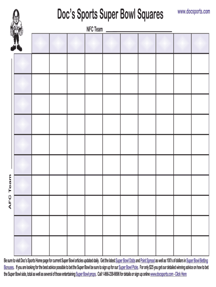 Free Printable Football Squares 100