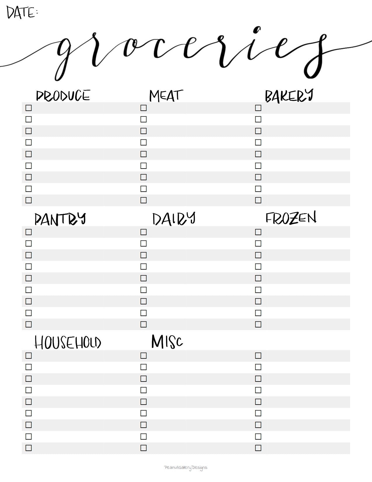 Printable Grocery List Template Pdf Instand Download - Etsy for Grocery Store List Printable