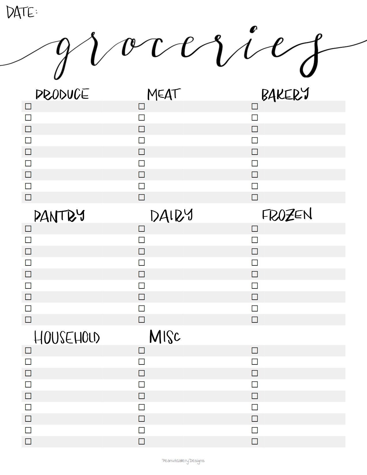 Printable Grocery List Template Pdf Instand Download - Etsy Uk in Printable Grocery Shopping List Template