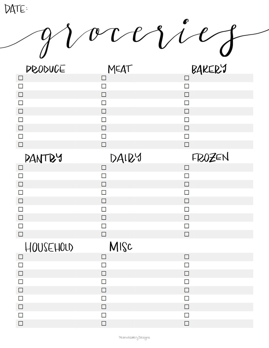 Printable Grocery List Template Pdf Instand Download - Etsy Uk with Free Grocery List Printable