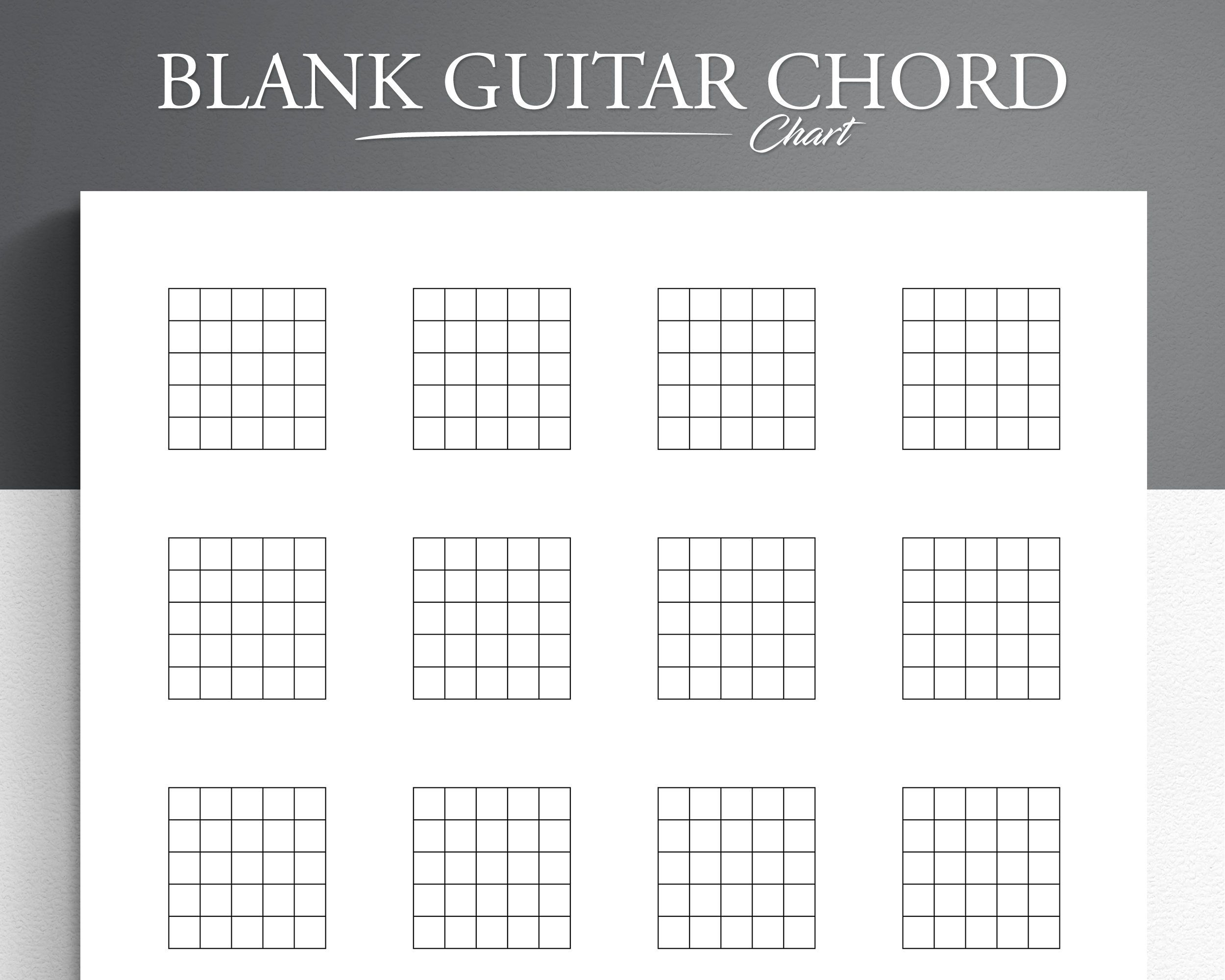 Printable Guitar Blank Chord Chart. Blank Guitar Chord Diagrams for Free Printable Printable Blank Chord Charts