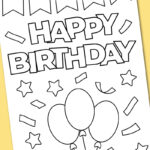 Printable Happy Birthday Coloring Card   Chevron Lemon Throughout Birthday Cards Coloring Printable