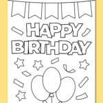 Printable Happy Birthday Coloring Card   Chevron Lemon Within Free Printable Birthday Cardscolor