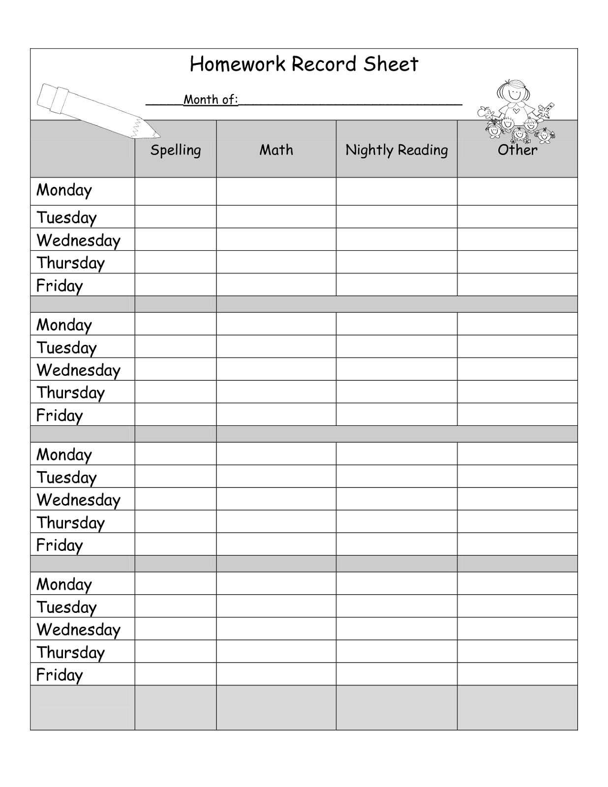 Printable Homework Sheets regarding Free Printable Homework Sheets