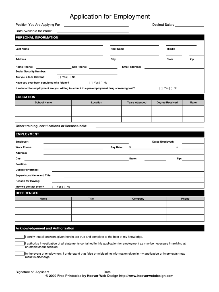 Printable Job Application - Fill Online, Printable, Fillable for Printable Application For Employment