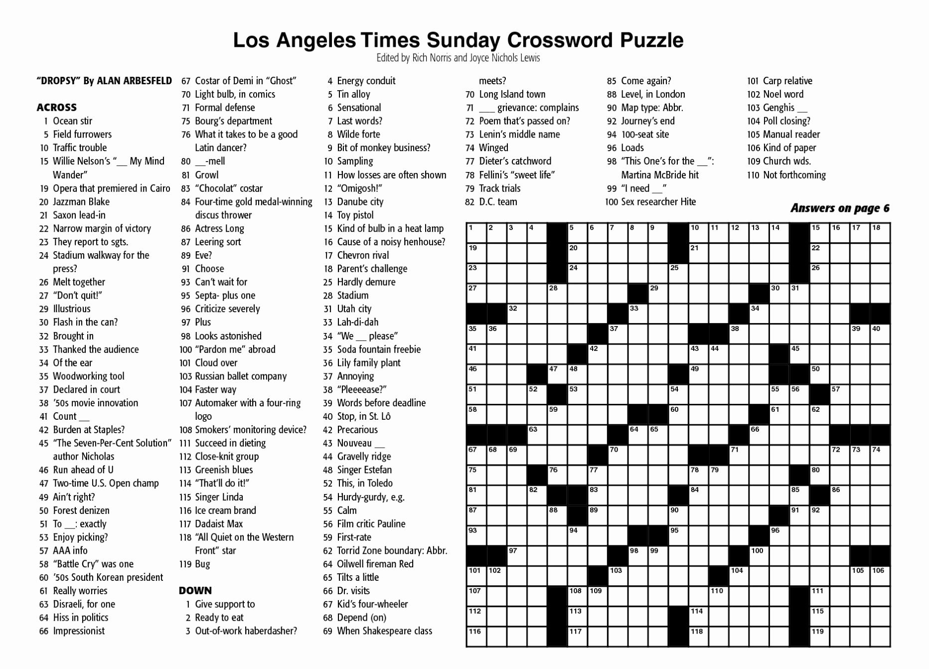 Printable La Times Crossword 2019 - Printable Crossword Puzzles in La Times Crossword Puzzle Printable