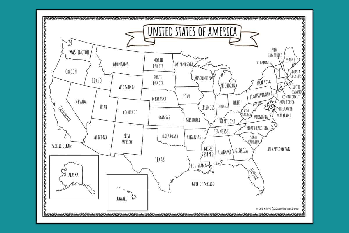 Printable Map Of The United States | Mrs. Merry for Blank Us State Map Printable