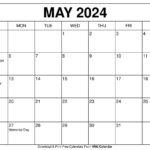 Printable May 2024 Calendar Templates With Holidays In Printable Calandar May 2024