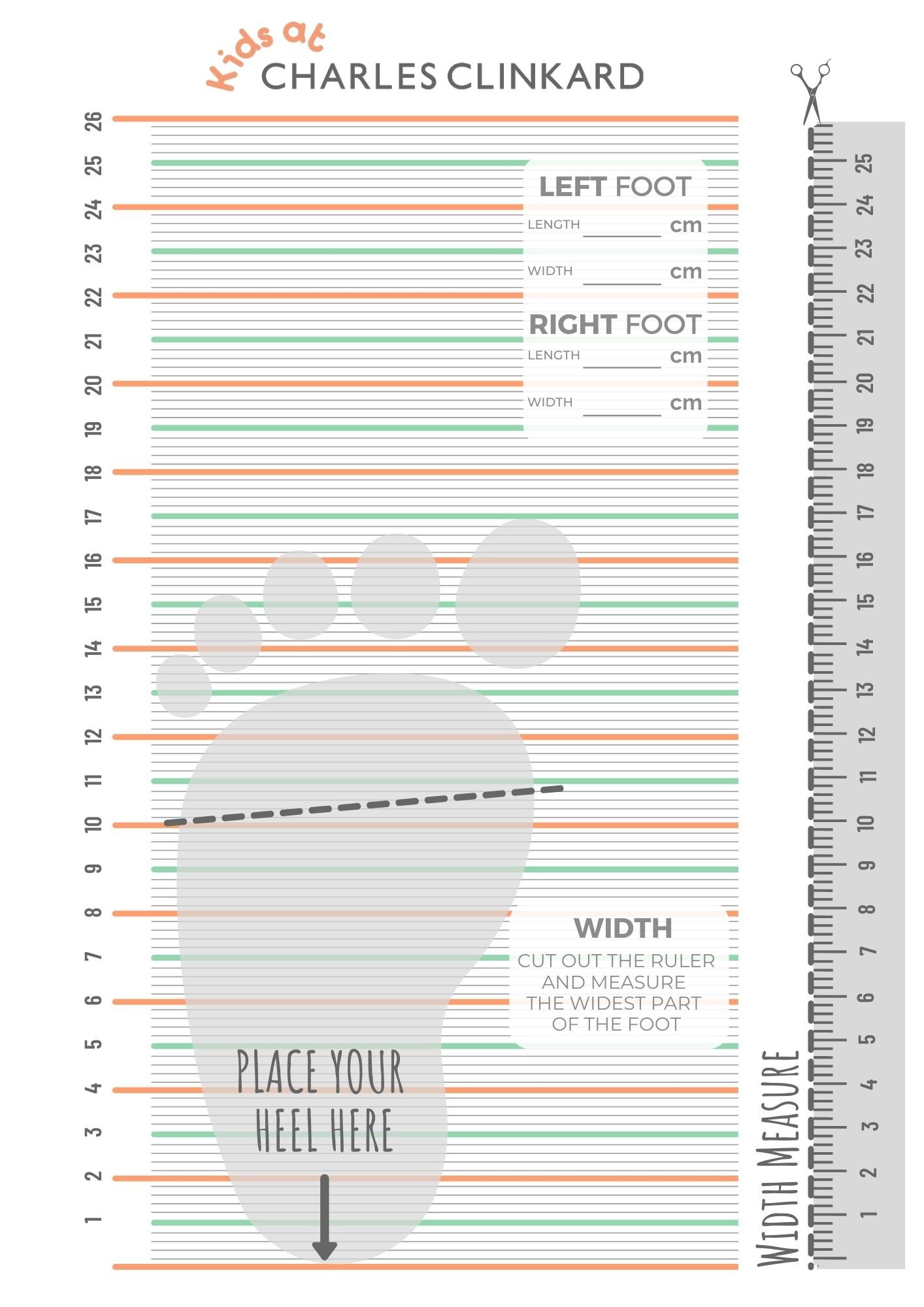 Printable Measuring Gauge with Kids Shoe Sizer Template Printable Shoe Size Chart For Adults