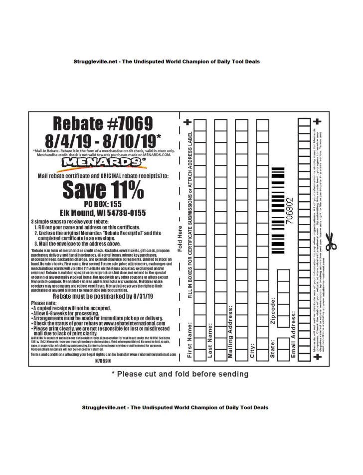 Menards Printable Rebate Form