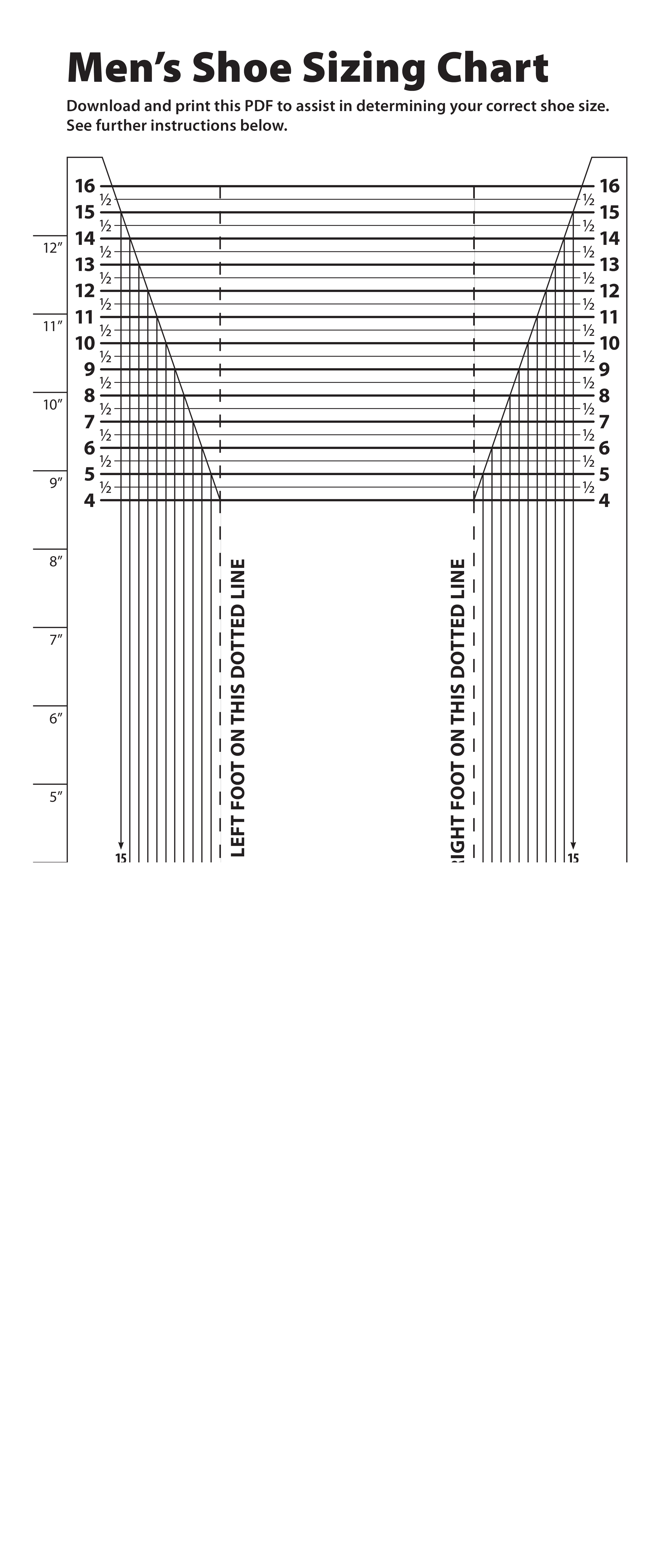 Printable Mens Shoe Size Chart | Templates At Allbusinesstemplates in Template Printable Shoe Size Chart For Adults