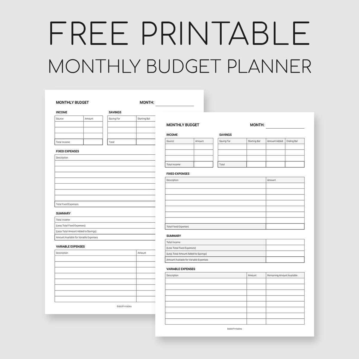 Printable Monthly Budget Planner throughout Printable Budget Sheet Free