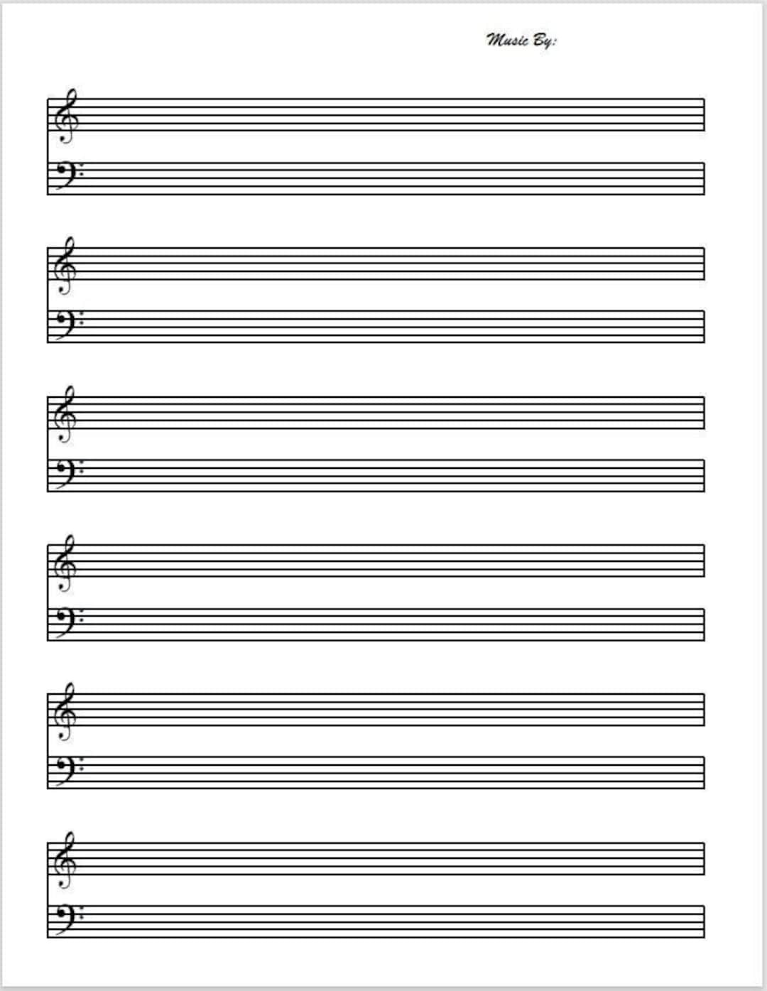 Printable Music Paper, Pdf File - Etsy intended for Blank Sheet Music Printable