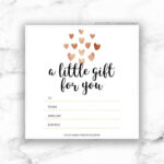 Printable Rose Gold Hearts Gift Certificate Template Editable Gift For Gift Card Template Printable