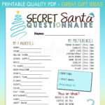 Printable Secret Santa Questionnaire For Gift Exchange Work Or For Secret Santa Questions Printable